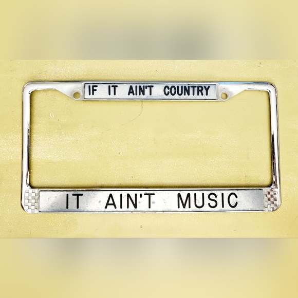 Silver License Plate Frame Country Music - Picture 1 of 2